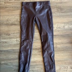Faux Leather Burgundy Leggings